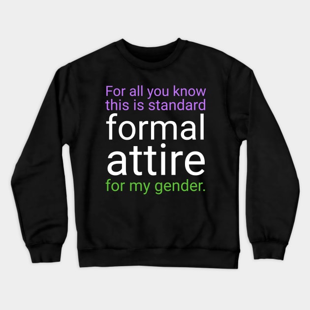 Formal Attire - Purple over Green Crewneck Sweatshirt by GenderConcepts